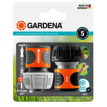 Gardena Hose Connector Set 19 mm (3/4 inch): For the beginning and end of the hose, connector to fit all Original system parts, UV and frostproof (18