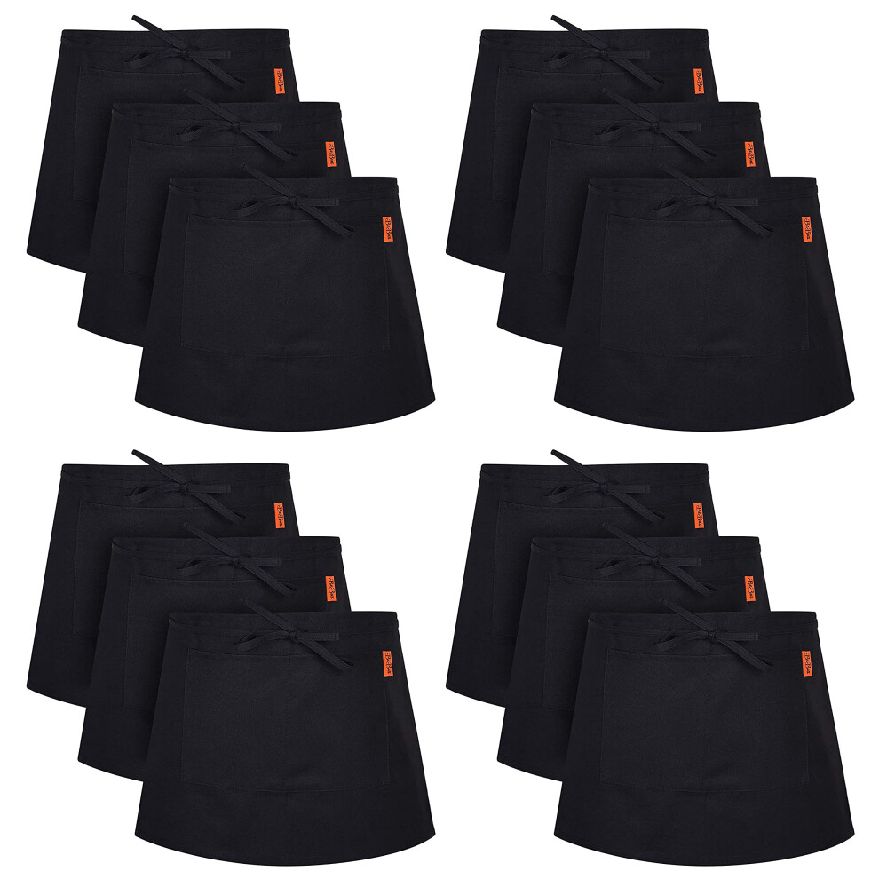 Be Buz Waist Apron, Black Waiter Waitress Aprons With 2 Pockets 71345031