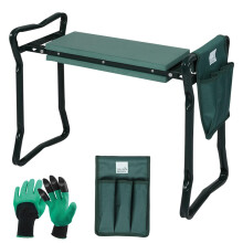 Taylor & Brown Garden Kneeler Seat with Handles, Detachable Tool Bag + Garden Digging Gloves – Multi-Use Foldable | Portable & Lig