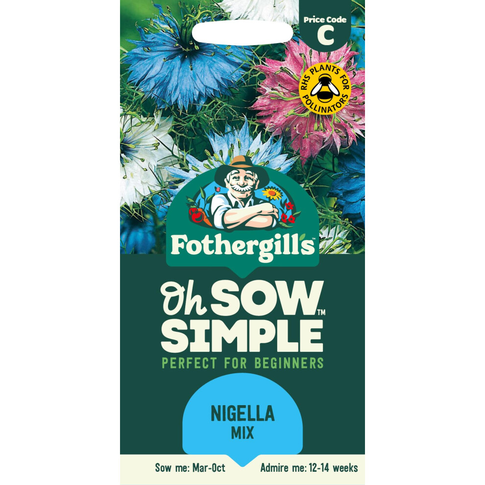 Mr Fothergill's Fothergill's Oh Sow Simple, Nigella Mix Flower Seeds, Sow: Mar-Oct, Blue/White