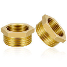 flintronic 1/2 to 3/4 Inch Reducer Adapter, 2PCS 1/2 inch Female to 3/4 inch Male Brass Thread Adapters, G1/2 To G3/4 Brass Hex Bushing Reducer Conne