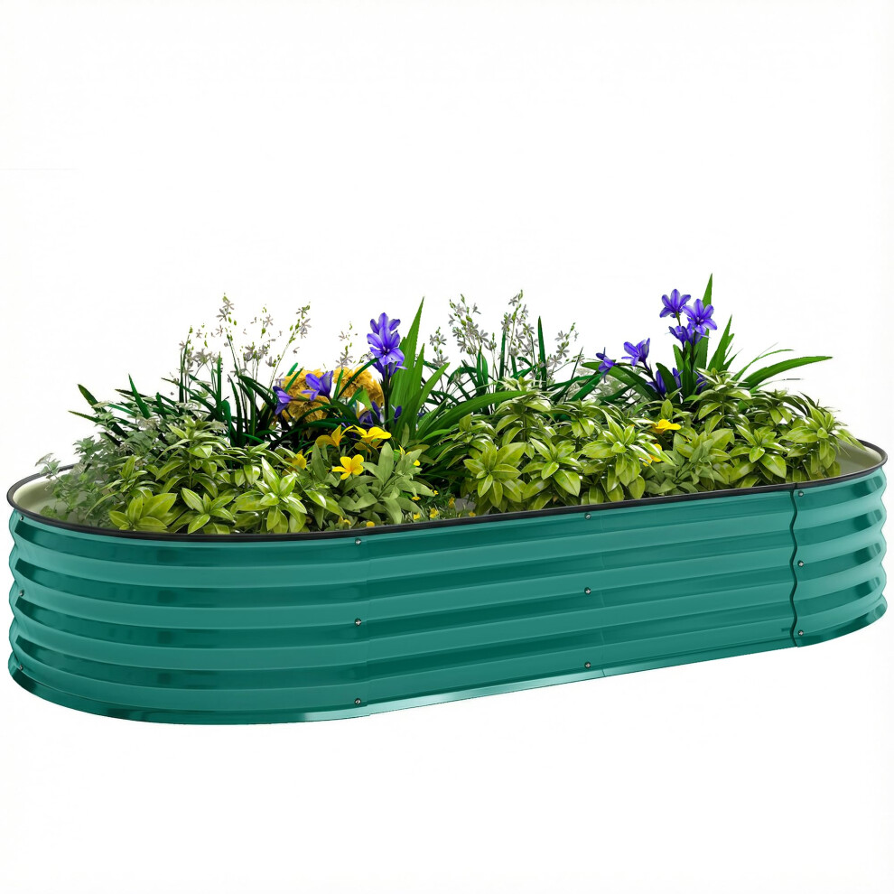 Outsunny Galvanised Raised Beds For Garden, Metal Elevated Planter