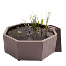 Blagdon Liberty No Dig Nature Pool, Raised Pond for Garden or Patio, Click Fit Easy Construction, with Floating Solar Fountain Pum