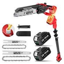 Avhrit 2-in-1 Cordless Pole Saw & Mini Chainsaw 8 Inch & 6 Inch - 10FT/3M Long Reach with 24.0Ah Batteries, Stable Extension Pole and Brushless Moto