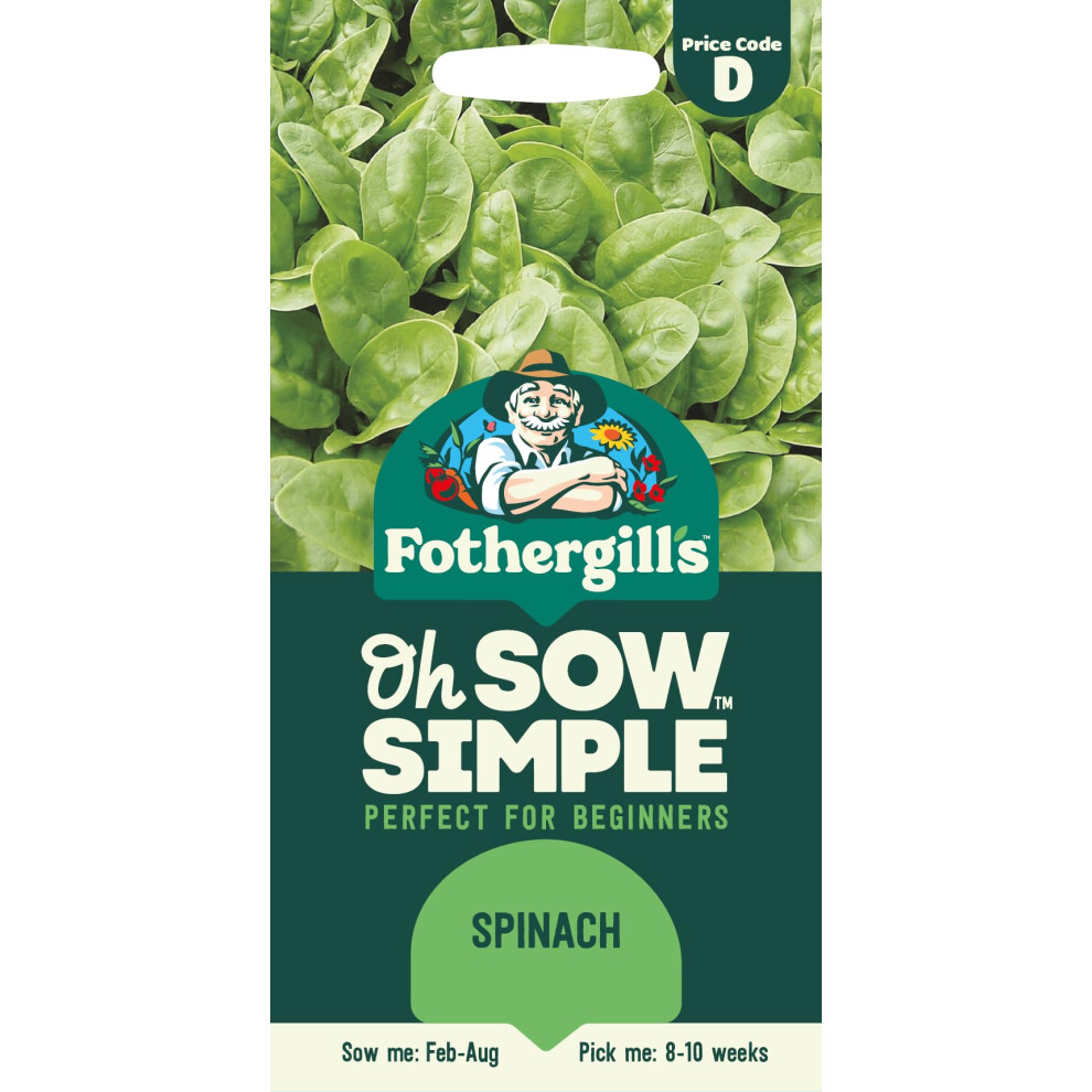 Mr Fothergill's Fothergill's Oh Sow Simple, Spinach Vegetable Seeds, Sow: Feb–Aug, Green