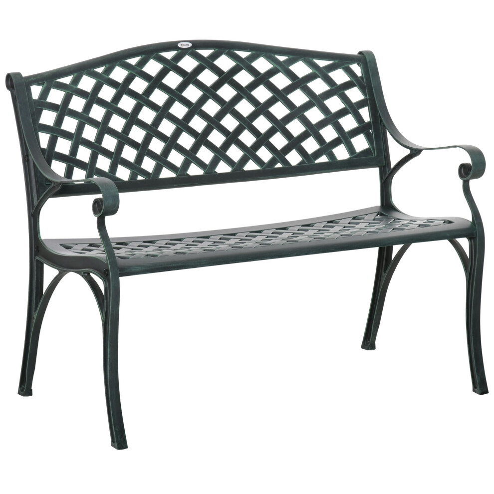 Outsunny Cast Aluminium Garden Bench 2 Seater Antique Park Loveseat,