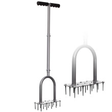 Walensee Lawn Aerator Tool with 3 Rows & 15 Steel Spikes, Heavy Duty Manual Lawn Spiker with Long Handle, Grass Soil Aerator for Lawn Aeration, Garde