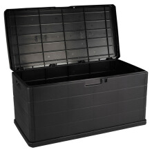 URBN GARDEN 350L Heavy Duty Plastic Garden Storage Box, Huge Capacity Patio Outdoor Container with Lockable Lid, Handles & Wheels, Weather Resistant