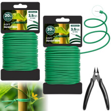 COZCLAM 40m Soft Twist Ties with Cutter, 3.5mm Flexible Plant Twist Ties, Plasti