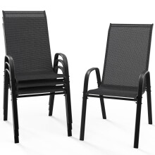 Bonnlo Garden Chairs Set of 4, Stackable Patio Dining Chairs with