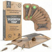 Pestmatic Silverfish Smart Trap – 8 Sticky Traps with Food Bait &