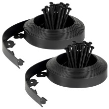 Velway Garden Edging Border 20m - Flexible Plastic Lawn Edging Border 5 cm High with 60 Ground Anchors - Black - Flower Bed Edging