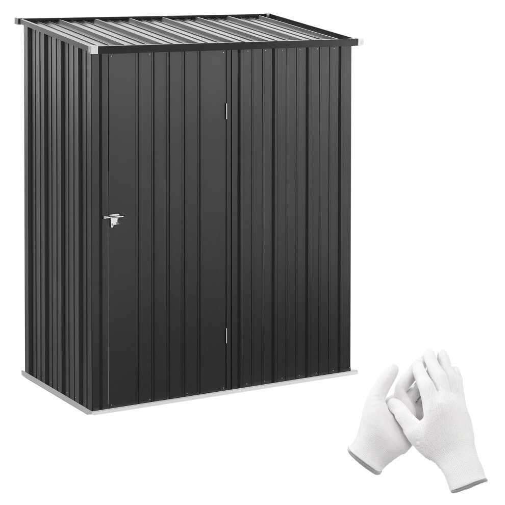 Outsunny 5Ft X 3Ft Lean To Garden Shed, Metal Outdoor Storage Shed Black