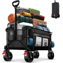 BELEEV 130L Camping Festival Trolley on Wheels, Folding Trolley Cart Wagon with