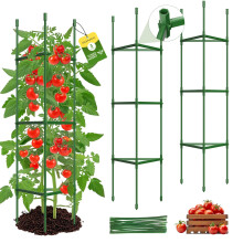 MQHUAYU 3 Pack Tomato Cages for Garden,Up to 130 cm Tomato Cage Trellis-Upgraded Hexagon Connector,Heavy Duty Adjustable Tomato Stake Support for Rai