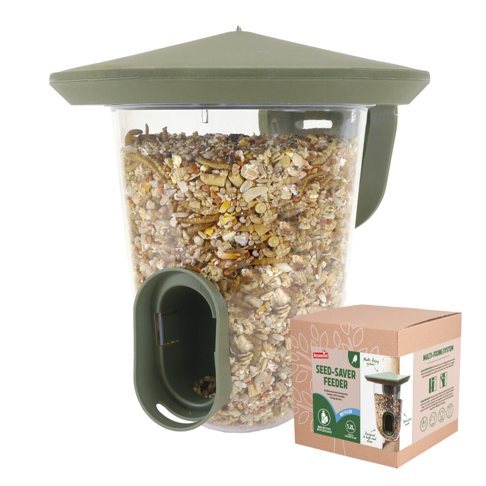 Rosewood Recycled Wild Bird Seed-Saver Feeder – Large Capacity Feeder For Small Garden Birds – Eco-Friendly, Easy To Clean & Fill
