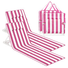 SONGMICS Set of 2 Folding Beach Sunloungers, Deck Beach Chairs Mats,