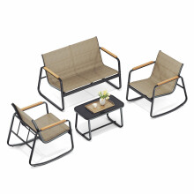 SONGMICS Garden Furniture Set, Patio Furniture, 2 Rocking Chairs,
