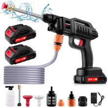 Bellanny 60Bar Cordless Pressure Washer, 21V 1500W Portable Pressure Washer with 2 x 2.0Ah Rechargeable Battery, Battery Pressure Washer with 5M Hose