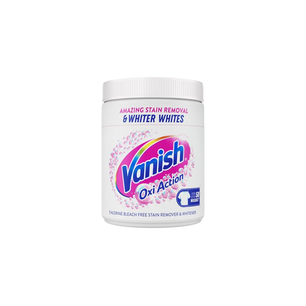 Vanish Oxi Action Whitener And Stain Remover Powder For Whites 1Kg Pack Of 1 Chlorine Bleach Free Formula For Whiter Whites Safe On Everyday Fabri