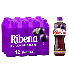 Ribena Blackcurrant Juice Drink 500ml Multipack of 12 Real Fruit Rich In Vitamin C No Artificial Colours or flavous Fruity Refreshment Ready T