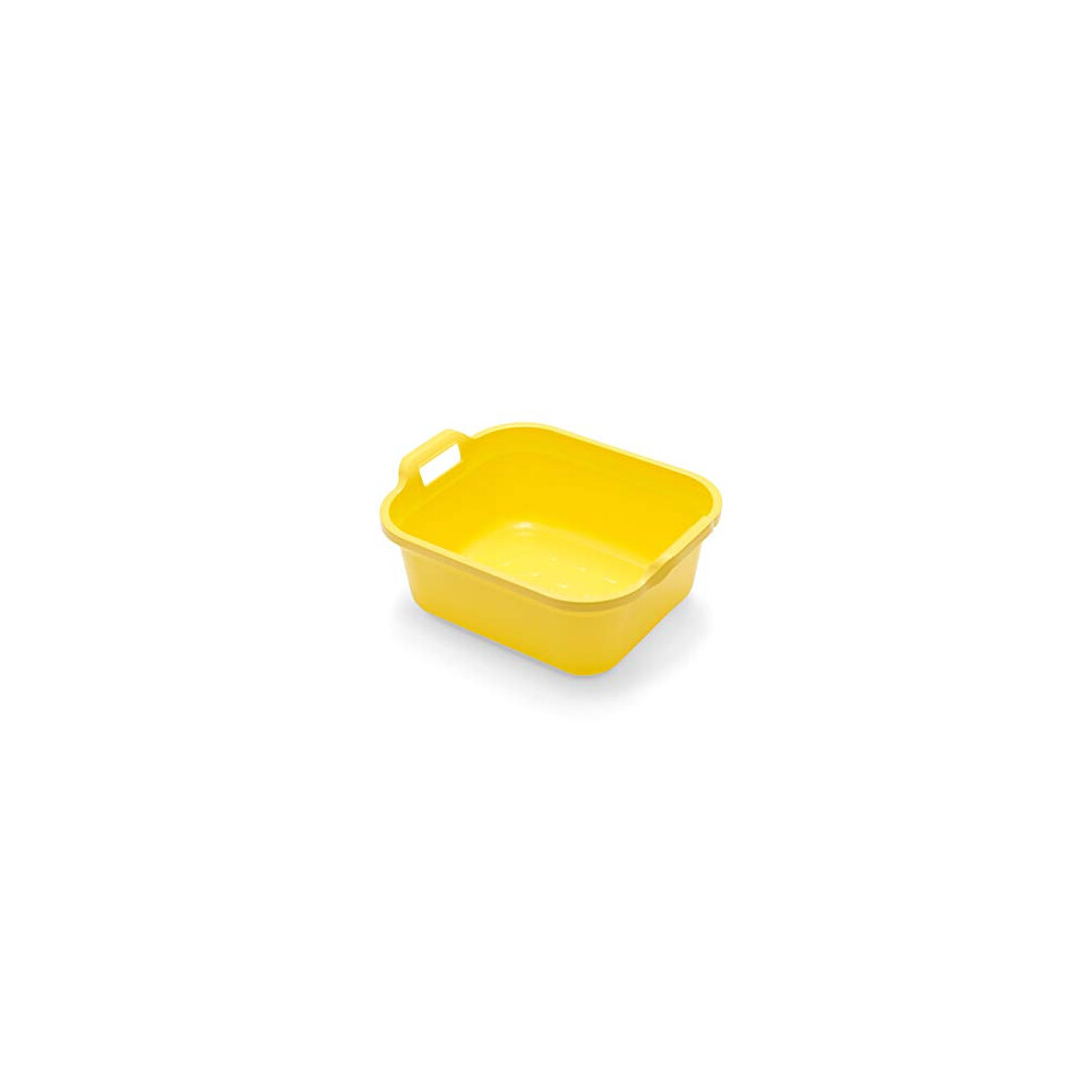 Addis Rectangular Washing Up Bowl With Handles Plastic Bright 39 X 32 X 14 Cm Yellow