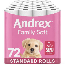 Andrex Family Soft Toilet Tissue 72 Rolls Previously Andrex Gentle Clean Gentle on your Family’s skin– Bulk Pack of 72 Toilet Rolls FSC Certified