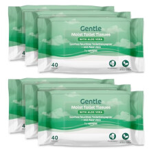 by Amazon Gentle Moist Toilet Tissues with Aloe Vera Flushable 240 Count 6 Packs of 40 sheets Previously Presto