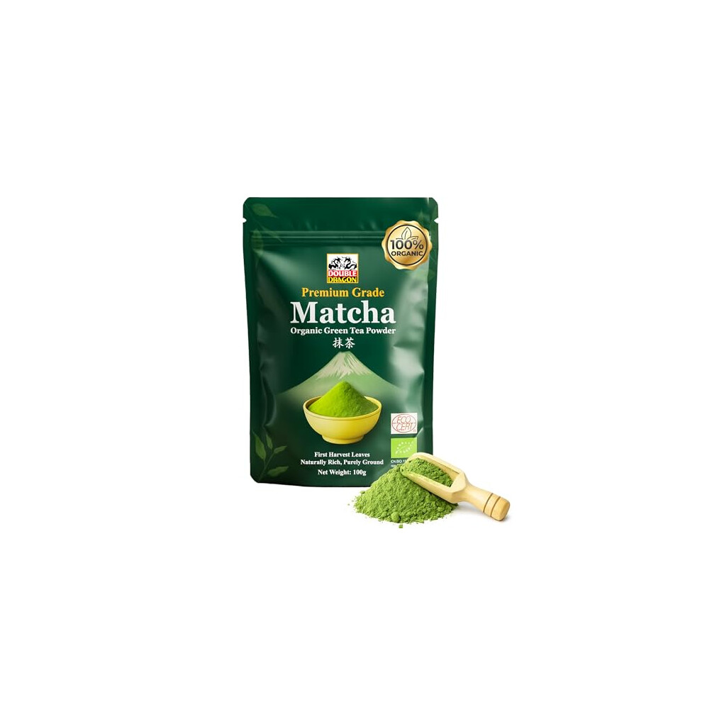 Double Dragon Organic Match Tea Powder 100G Premium Ceremonial Grade Japanese Stoneground Matcha Powder Antioxidant Rich Matcha Tea For Latt Green