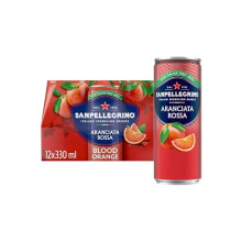 San Pellegrino Italian Sparkling Drinks Tastefully Light Sparkling Blood Orange Canned Soft Drink 12 x 330ml 69 kCals per Can
