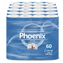 Phoenix Toilet Rolls – 60 Pack 3 Ply Supreme Unscented Toilet Paper Bulk Buy Soft Quilted Sustainably Sourced Eco Friendly Luxury Bathroom Tissue