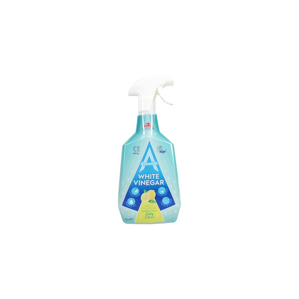 Astonish Multipurpose Cleaning Spray With Vinegar Powerful Cleaning For Surfaces Zesty Lemon Scent 750Ml White