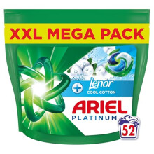 Ariel Platinum PODS Washing Liquid Laundry Detergent Capsules 52 Washes Touch of Lenor Cool Cotton 7Day LongLasting Freshness