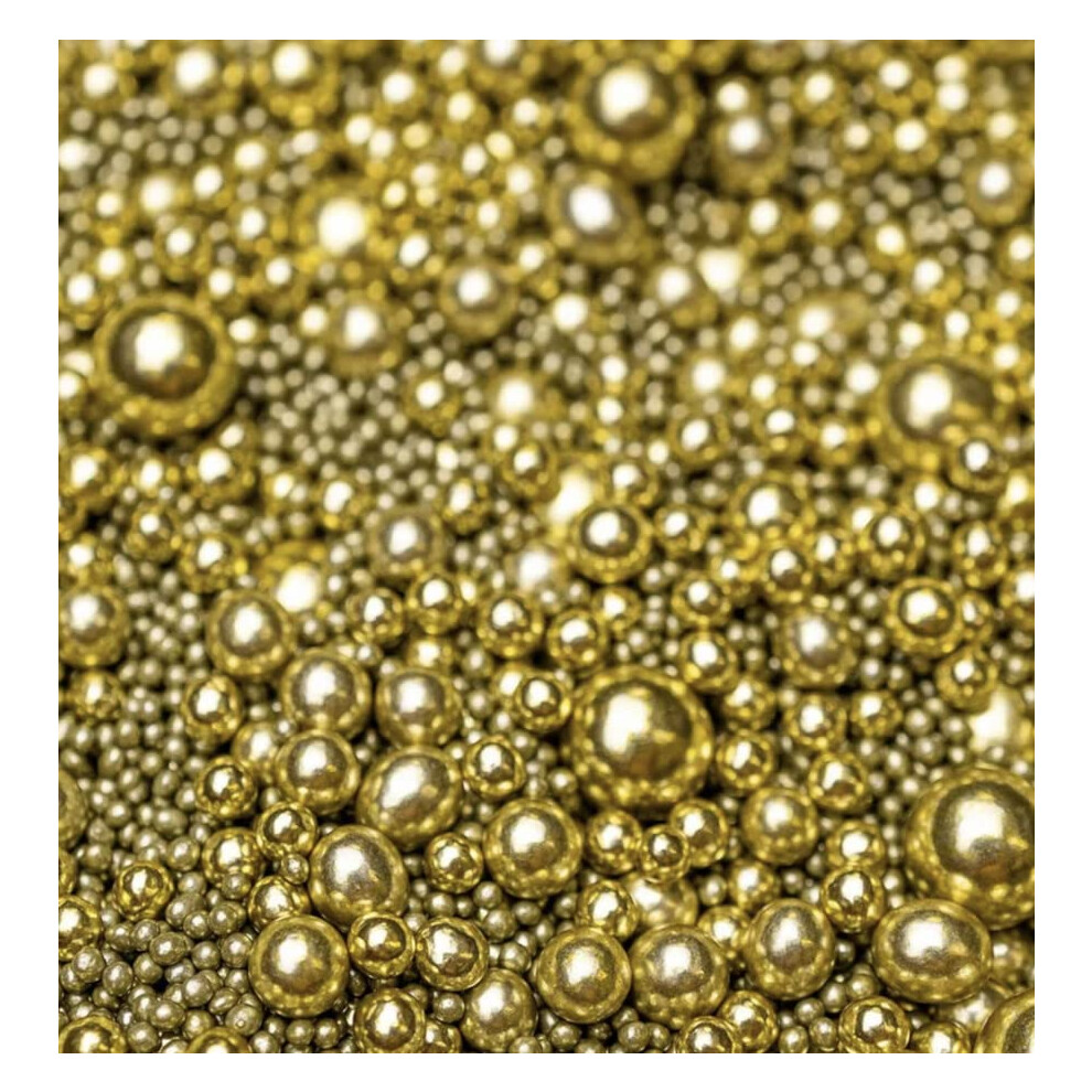 Cake N Bake Gold Metallic/Shimmer Balls Edible Cupcake Cake Topper Sprinkles (35G Pouch) (Metallic )