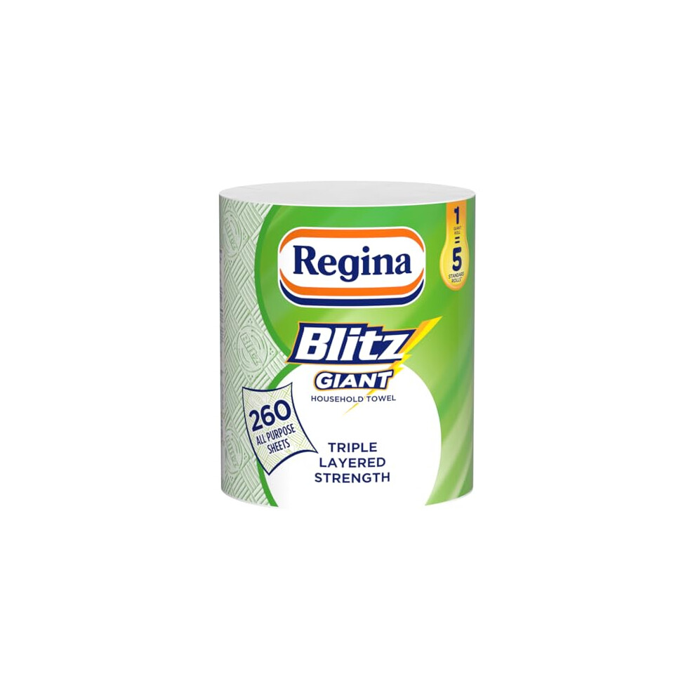 Regina Blitz Giant – 1 Roll Multipurpose Household Towels 3 Ply 260 Sheets Per Roll Triple Layered Strength Household Towels Made With Virgin Pulp R