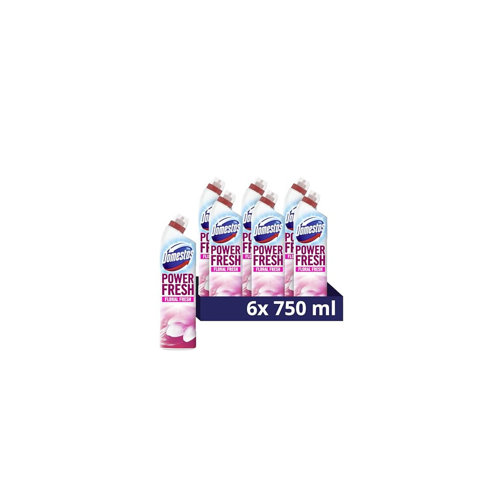 Domestos Power Fresh Floral Fresh Toilet Gel Eliminates 9999 Of Germs Limescale Remover 6X 750 Ml