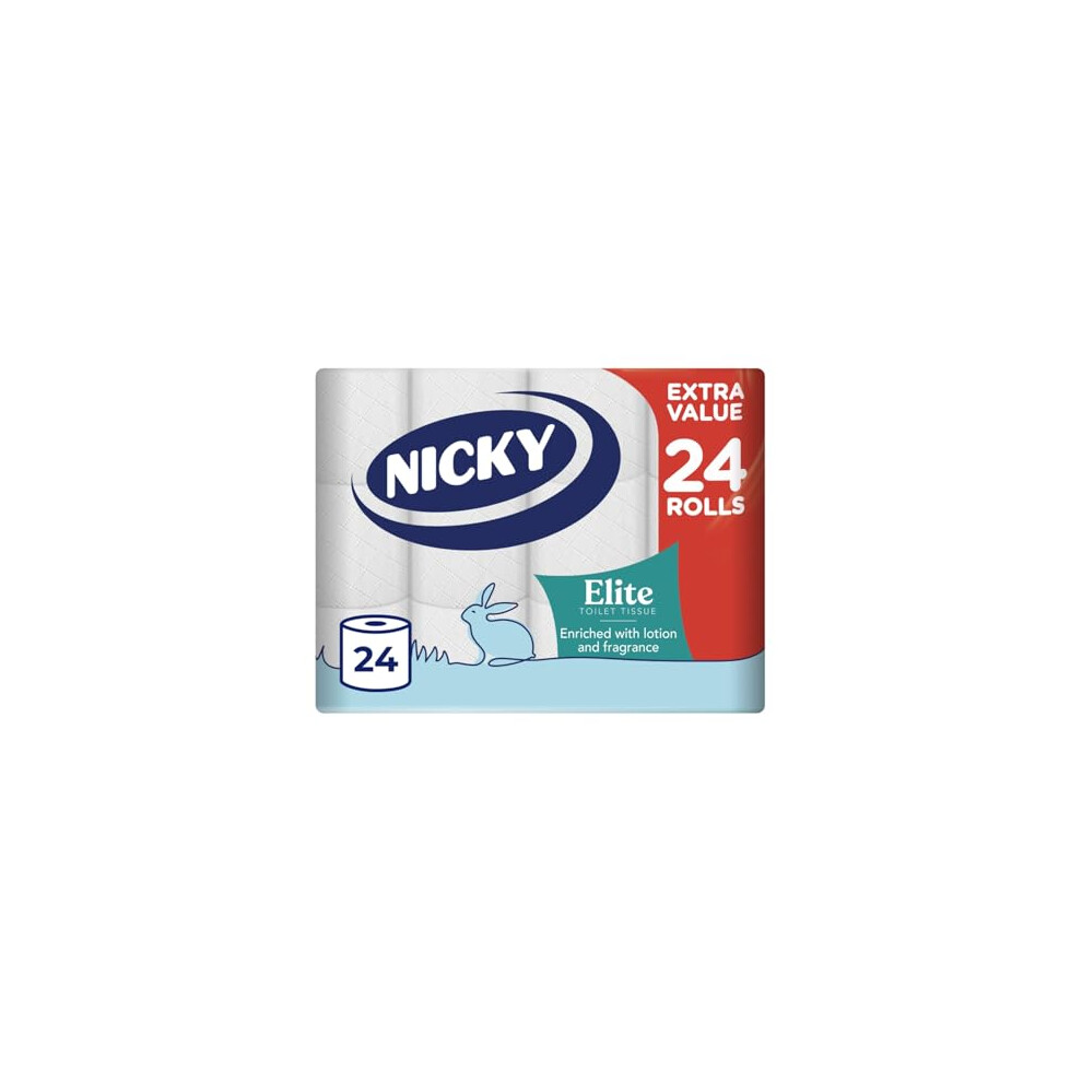 Nicky Elite Scented Toilet Tissue 24 Rolls Of Toilet Paper 3Ply Talc Scent Softness To The Skin Enriched With Lotion 100 Fsc Certified Paper White