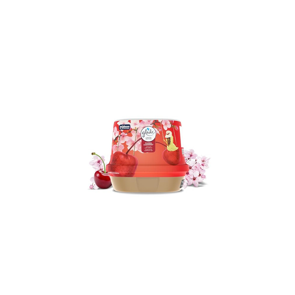 Glade Fragranced Bathroom Gel Air Freshener And Discreet Odour Eliminator Floral Cherries 180G Packaging May Vary