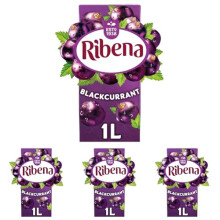 Ribena Blackcurrant Juice Drink Carton 1L Real Fruit Rich In Vitamin C No Artificial Colours or flavours Perfect For On The Go Pack of 4