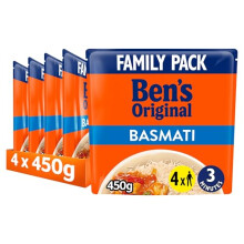 Bens Original Family Pack Basmati ready in 3 minutes Microwave Rice serves 4 multipack 4x 450g