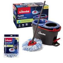 Bundle of Vileda H2PrO Spin Mop System and 1 x H2Pro Refill Mop Head Replacements Mop Separates clean and dirty water Effortless wringing Microfi