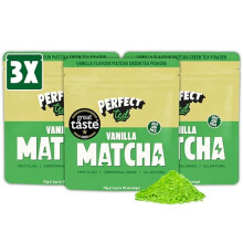 PerfectTed Vanilla Bean Matcha Powder Ceremonial Grade Japanese 3 x 75g 90 Servings Bulk Pack Perfect for Sweet Lattes Smoothies Premium Matcha Fu