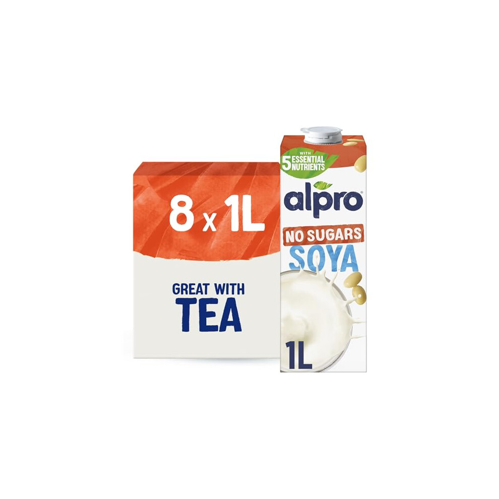 New Alpro Soya Drink No Sugars Unsweetened Plantbased Long Life Dairy Free Lactose Free Milk Alternative 1L Pack Of 8