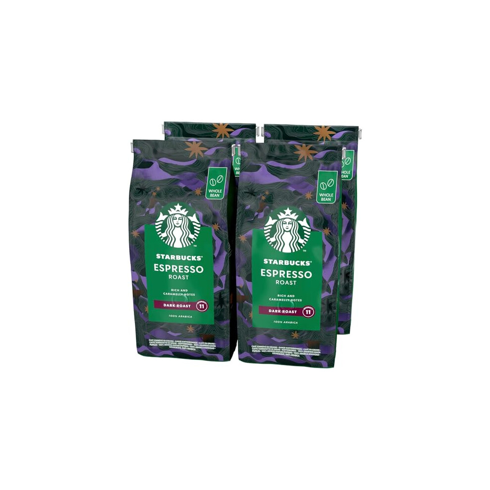 Starbucks Espresso Roast Roast Whole Bean Coffee 450G Pack Of 4 Dark