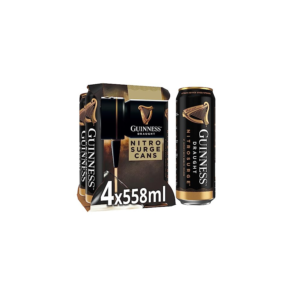 Guinness Draught Nitrosurge Stout Beer 41 Vol 4X558ml Perfect Pub Pour At Home Cans Device Sold Separately Rugbys Favourite Beer