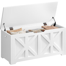Storage Chest, 132L Wooden Trunk with Safety Hinged Lid, 40×100×46.5 cm, Modern Shoe Storage Bench for Hallway