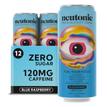 Neutonic Nootropic Productivity Energy Drink Blue Raspberry 12 Cans 120mg Natural Caffeine Zero Sugar Support Energy Mental Performance Cognitive