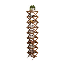Foldable Shoe Storage Rack High Capacity Holds Up-10 tea brown