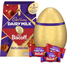 Cadbury Dairy Milk Ultimate Lotus Biscoff Easter Egg Chocolate Egg with Crunchy Lotus Biscuit Pieces Contains 1 Large Chocolate Shell and 8 Biscoff