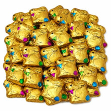 Gold Foil Chocolate Easter Bunnies Bulk Pack – Milk Chocolate Bunny Shapes Individually Wrapped Ideal for Easter Egg Hunts Party Favours Gifting 25